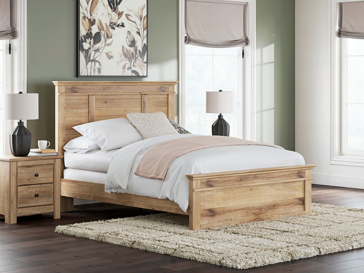 Makidern Tan Queen Panel Bed, Dresser and Mirror from Ashley - Luna Furniture