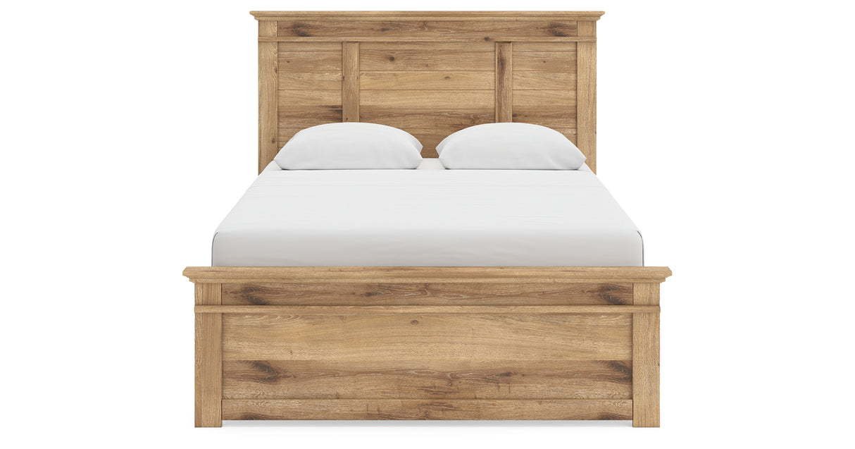 Makidern Tan Queen Panel Bed, Dresser and Mirror from Ashley - Luna Furniture