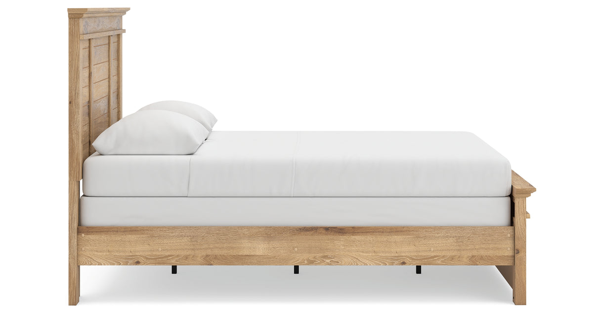 Makidern Tan Queen Panel Bed, Dresser and Mirror from Ashley - Luna Furniture