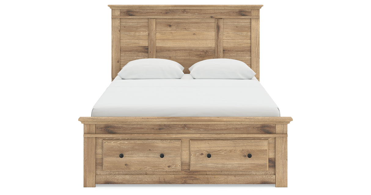 Makidern Tan Queen Panel Storage Bed from Ashley Furniture - Luna Furniture