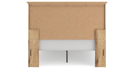 Makidern Tan Queen Panel Storage Bed, Dresser and Mirror from Ashley - Luna Furniture