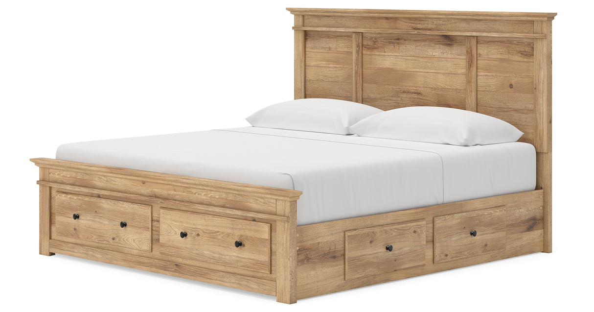Makidern Tan King Panel Storage Bed from Ashley - Luna Furniture