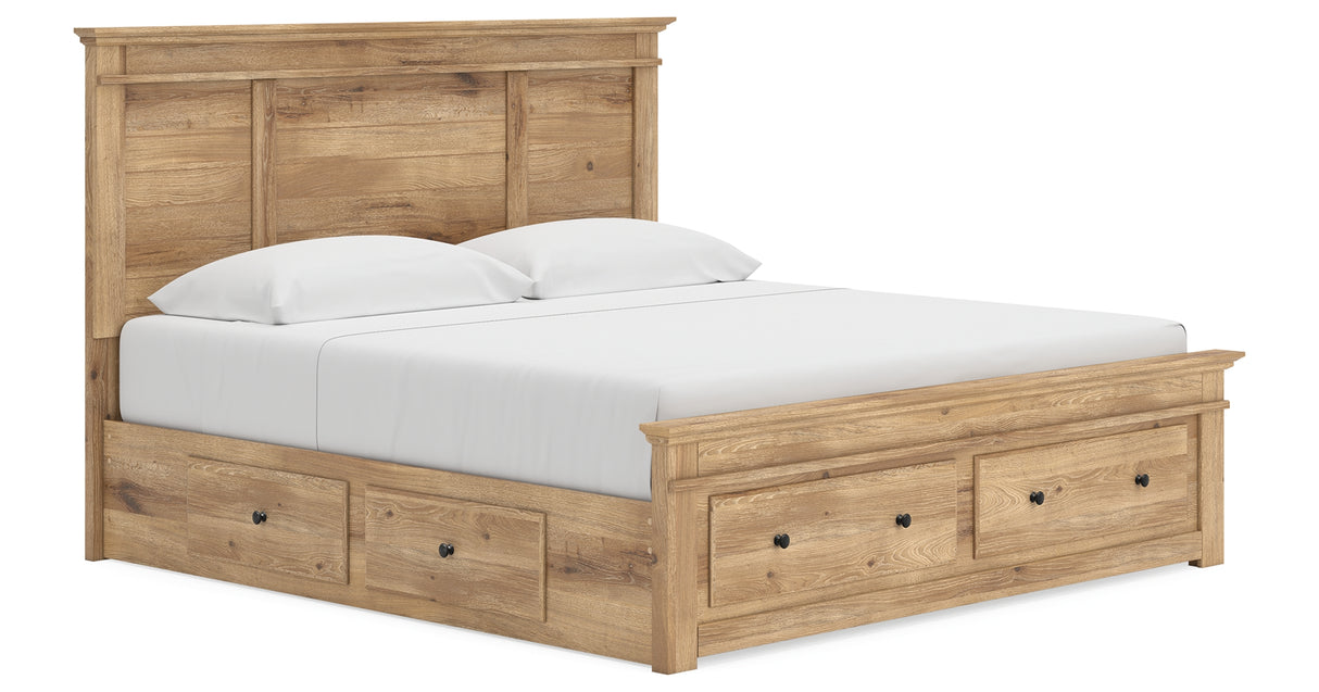 Makidern Tan King Panel Storage Bed from Ashley - Luna Furniture
