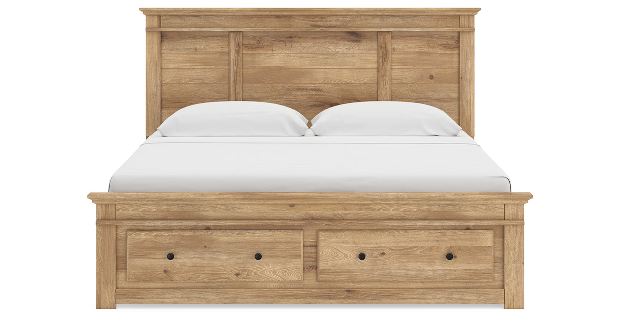 Makidern Tan King Panel Storage Bed from Ashley - Luna Furniture