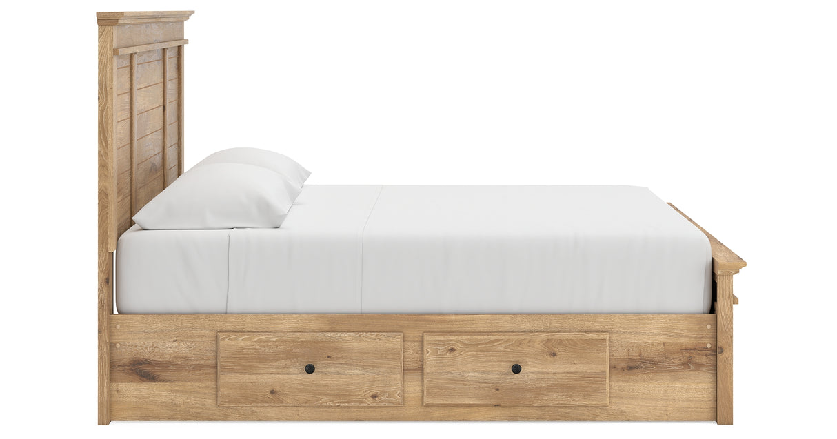 Makidern Tan King Panel Storage Bed from Ashley - Luna Furniture