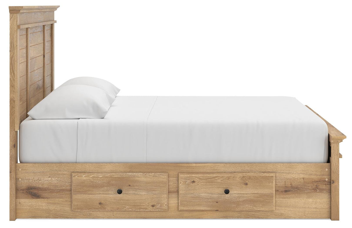 Makidern Tan King Panel Storage Bed from Ashley - Luna Furniture