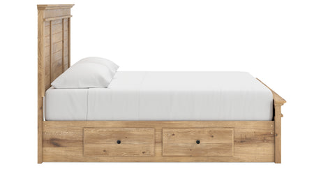 Makidern Tan King Panel Storage Bed from Ashley Furniture - Luna Furniture