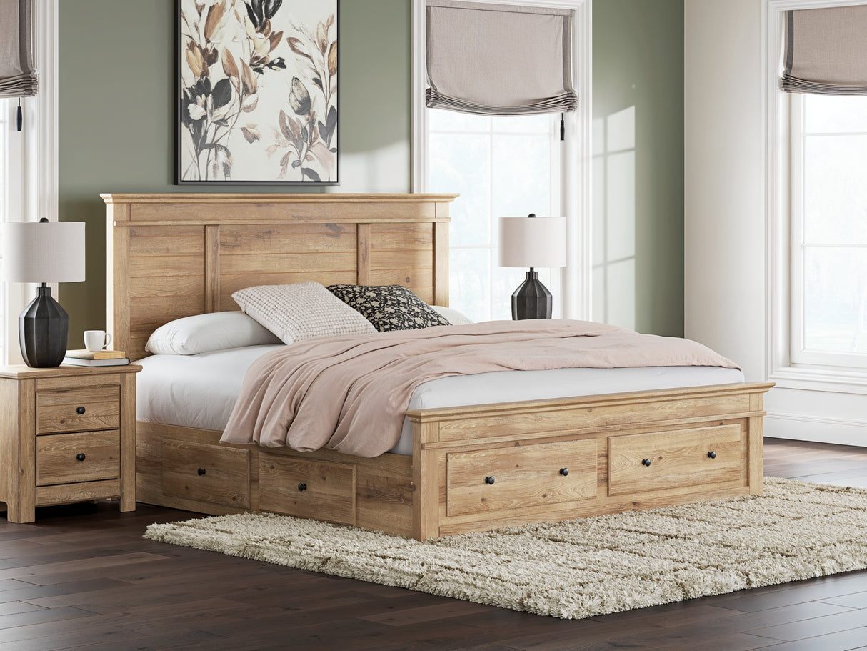 Makidern Tan King Panel Storage Bed from Ashley - Luna Furniture