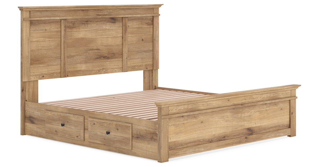 Makidern Tan King Panel Storage Bed from Ashley Furniture - Luna Furniture