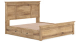 Makidern Tan King Panel Storage Bed from Ashley Furniture - Luna Furniture