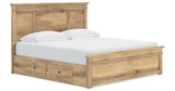 Makidern Tan King Panel Storage Bed from Ashley Furniture - Luna Furniture