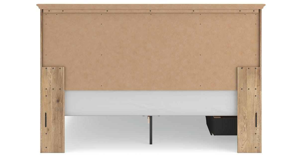 Makidern Tan King Panel Storage Bed from Ashley Furniture - Luna Furniture