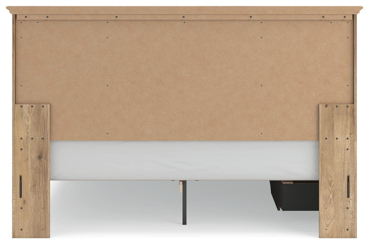 Makidern Tan King Panel Storage Bed from Ashley Furniture - Luna Furniture