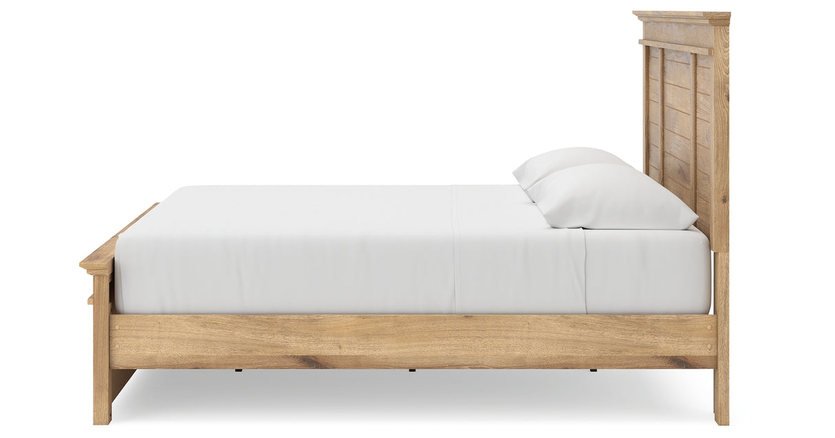Makidern Tan King Panel Storage Bed from Ashley Furniture - Luna Furniture