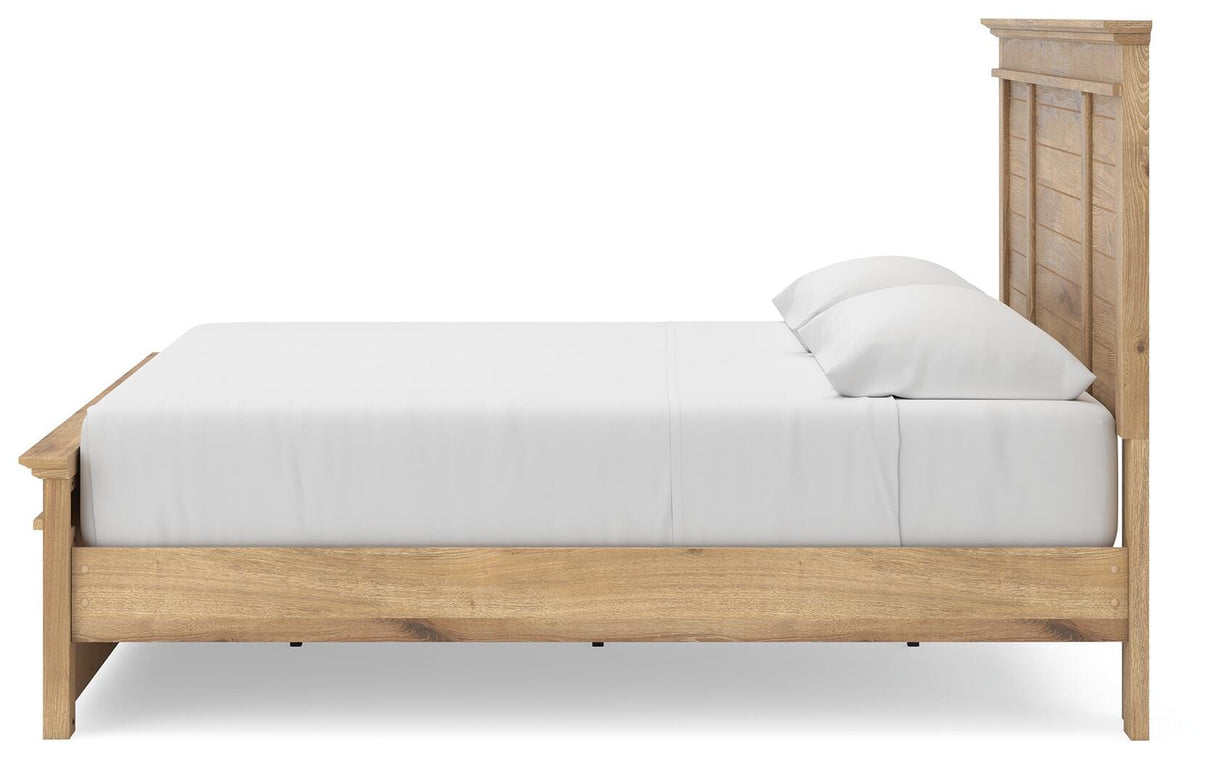 Makidern Tan King Panel Storage Bed from Ashley Furniture - Luna Furniture