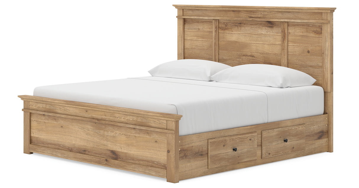 Makidern Tan King Panel Storage Bed from Ashley Furniture - Luna Furniture