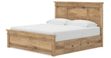 Makidern Tan King Panel Storage Bed from Ashley Furniture - Luna Furniture