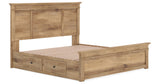 Makidern Tan King Panel Storage Bed from Ashley Furniture - Luna Furniture