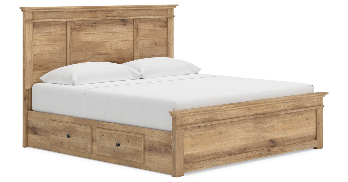 Makidern Tan King Panel Storage Bed from Ashley Furniture - Luna Furniture