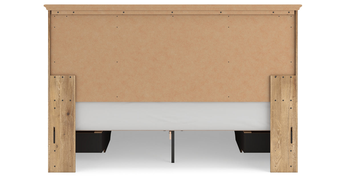 Makidern Tan King Panel Storage Bed from Ashley Furniture - Luna Furniture