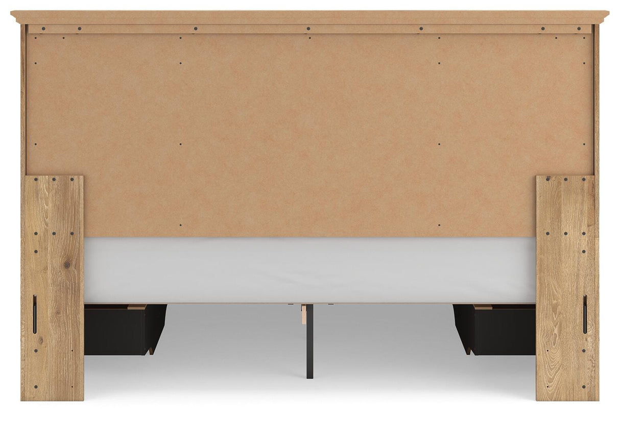 Makidern Tan King Panel Storage Bed from Ashley Furniture - Luna Furniture