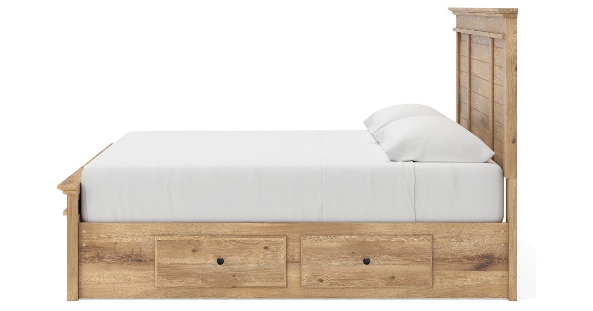 Makidern Tan King Panel Storage Bed from Ashley Furniture - Luna Furniture