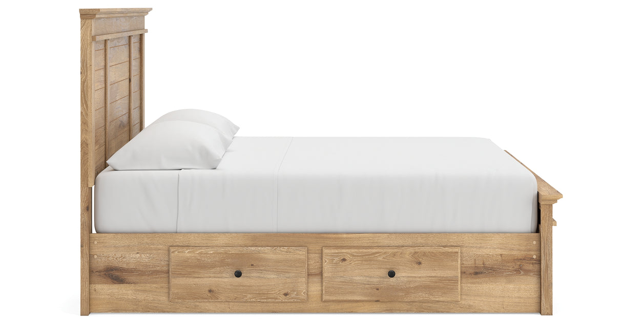 Makidern Tan King Panel Storage Bed from Ashley Furniture - Luna Furniture