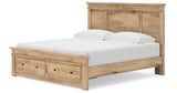 Makidern Tan King Panel Storage Bed from Ashley Furniture - Luna Furniture