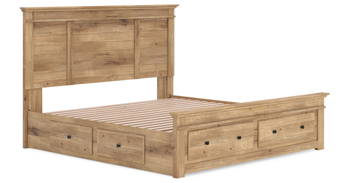 Makidern Tan King Panel Storage Bed from Ashley Furniture - Luna Furniture