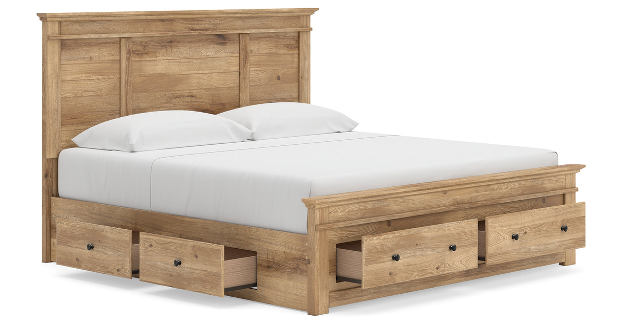 Makidern Tan King Panel Storage Bed from Ashley Furniture - Luna Furniture