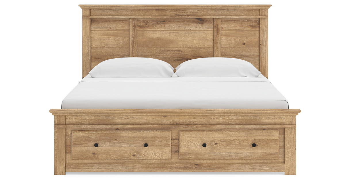 Makidern Tan King Panel Storage Bed from Ashley Furniture - Luna Furniture