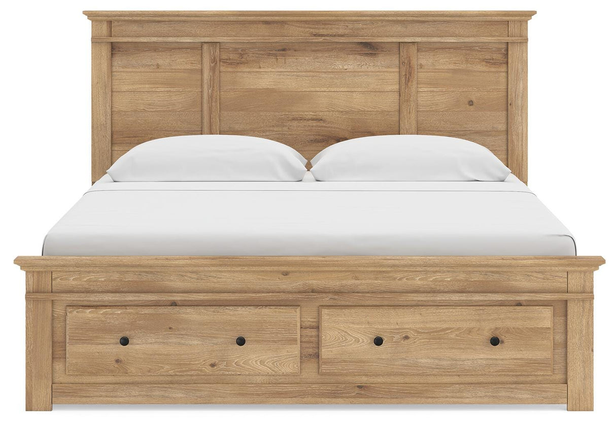 Makidern Tan King Panel Storage Bed from Ashley Furniture - Luna Furniture