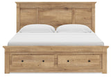Makidern Tan King Panel Storage Bed from Ashley Furniture - Luna Furniture