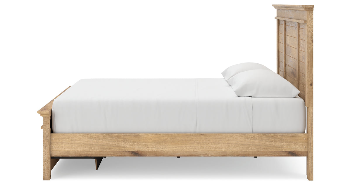 Makidern Tan King Panel Storage Bed from Ashley Furniture - Luna Furniture