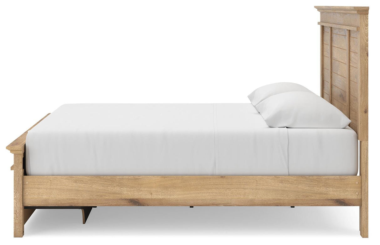 Makidern Tan King Panel Storage Bed from Ashley Furniture - Luna Furniture