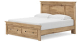 Makidern Tan King Panel Storage Bed from Ashley Furniture - Luna Furniture