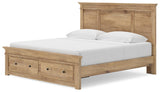 Makidern Tan King Panel Storage Bed from Ashley Furniture - Luna Furniture