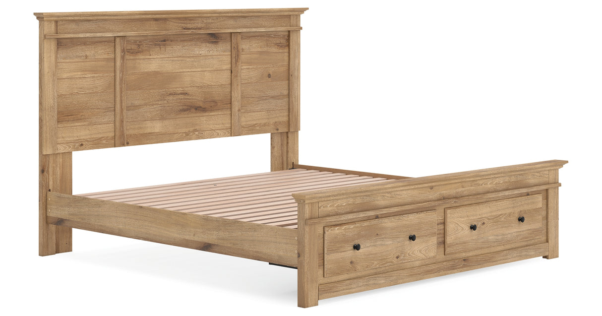 Makidern Tan King Panel Storage Bed from Ashley Furniture - Luna Furniture