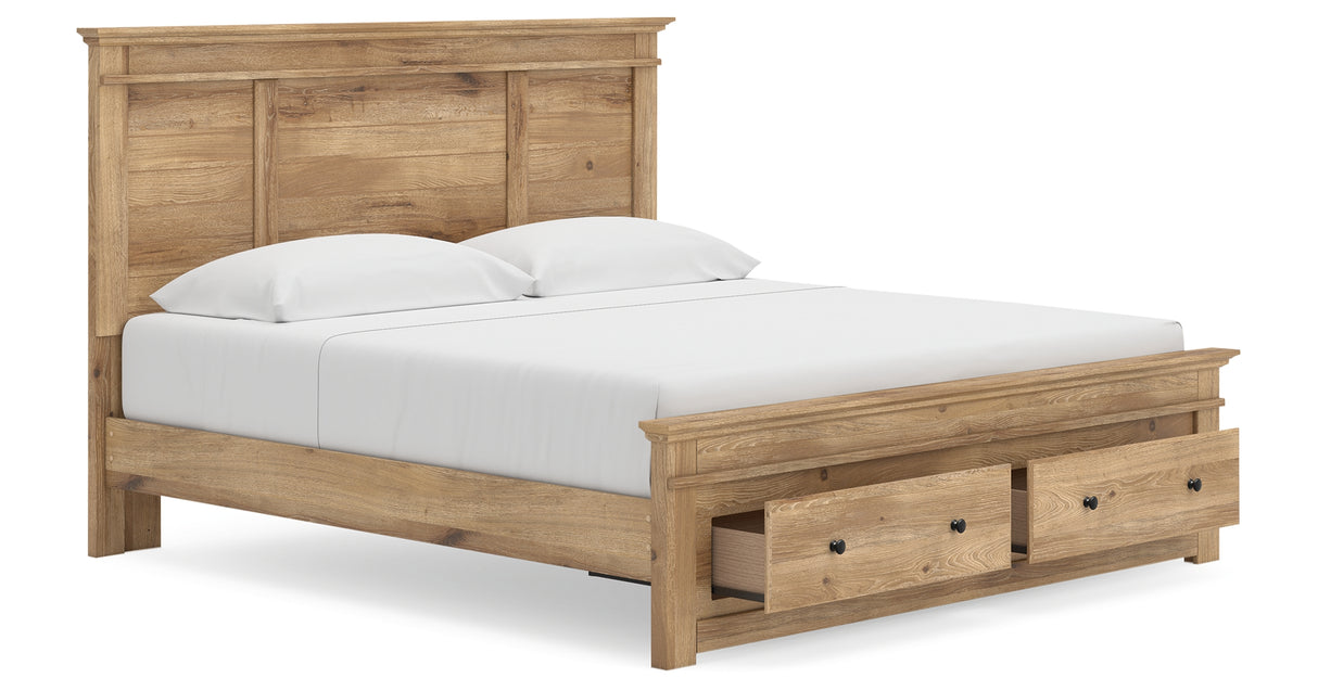 Makidern Tan King Panel Storage Bed from Ashley Furniture - Luna Furniture