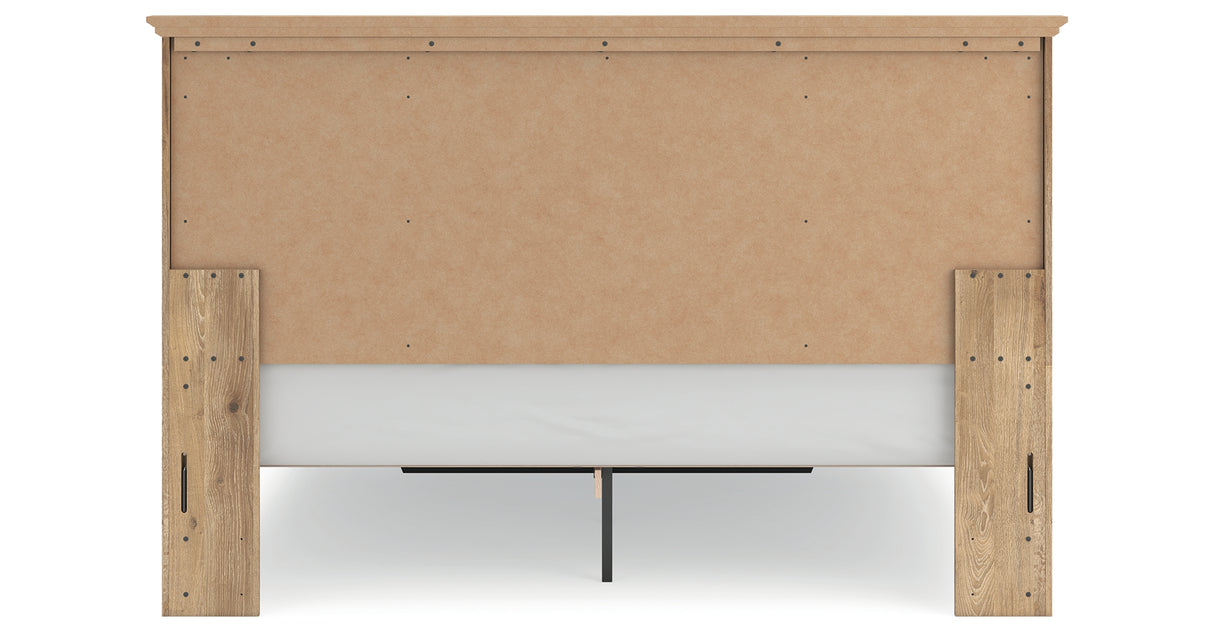Makidern Tan King Panel Storage Bed from Ashley Furniture - Luna Furniture