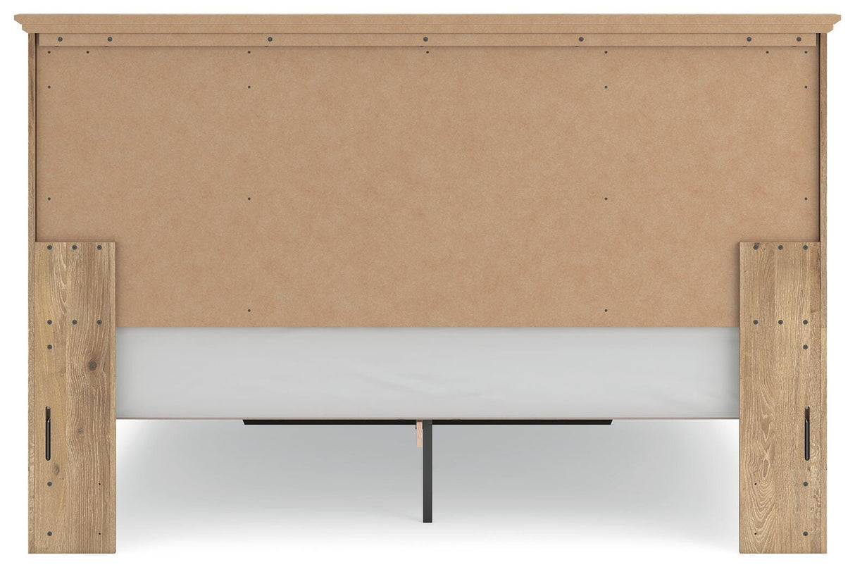 Makidern Tan King Panel Storage Bed from Ashley Furniture - Luna Furniture