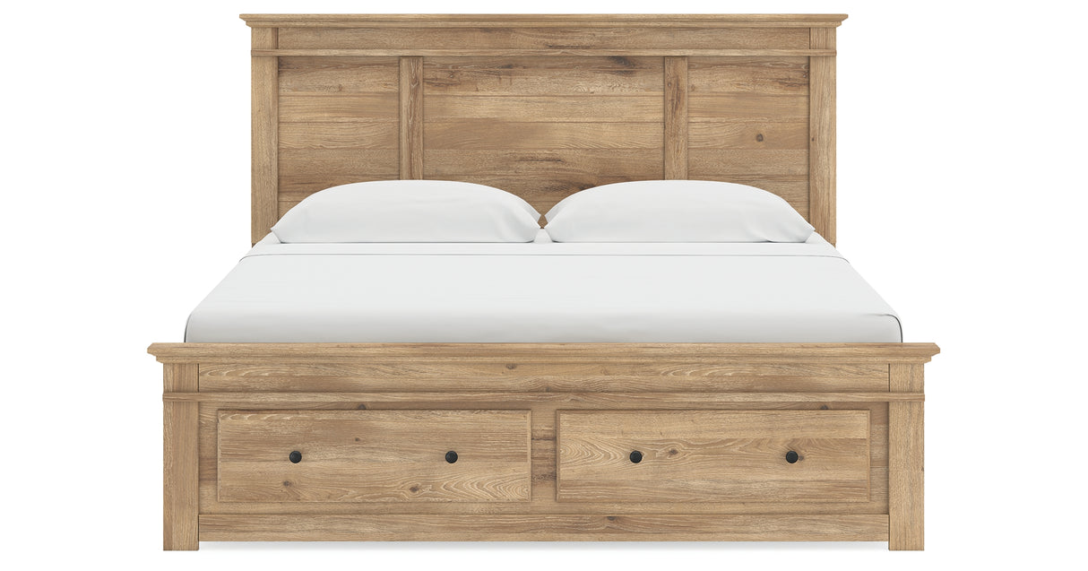 Makidern Tan King Panel Storage Bed from Ashley Furniture - Luna Furniture