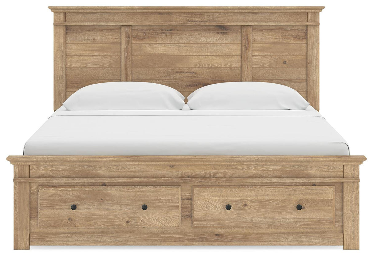 Makidern Tan King Panel Storage Bed from Ashley Furniture - Luna Furniture
