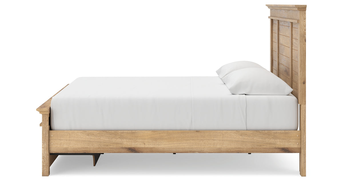 Makidern Tan King Panel Storage Bed from Ashley Furniture - Luna Furniture