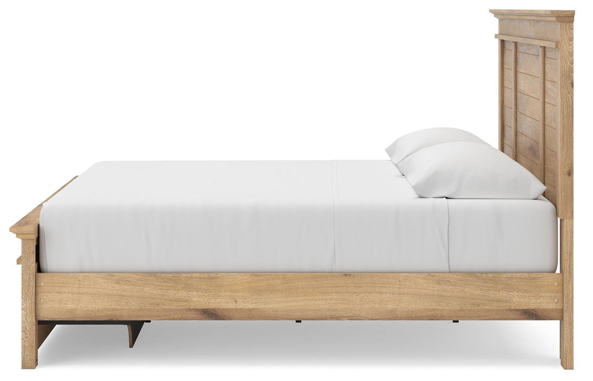 Makidern Tan King Panel Storage Bed from Ashley Furniture - Luna Furniture