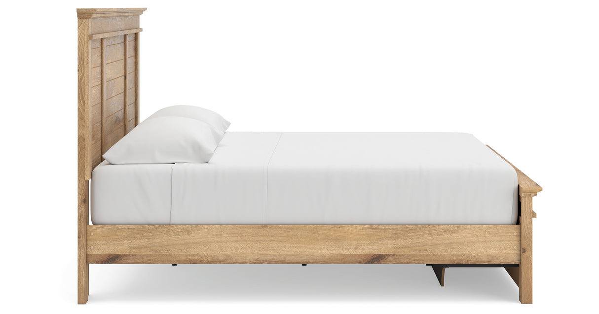 Makidern Tan King Panel Storage Bed from Ashley Furniture - Luna Furniture