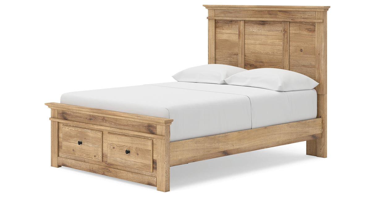 Makidern Tan Full Panel Storage Bed, Dresser and Mirror from Ashley - Luna Furniture