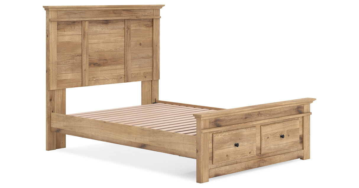 Makidern Tan Full Panel Storage Bed, Dresser and Mirror from Ashley - Luna Furniture