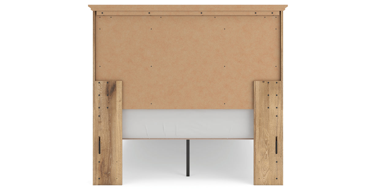 Makidern Tan Full Panel Storage Bed, Dresser and Mirror from Ashley - Luna Furniture