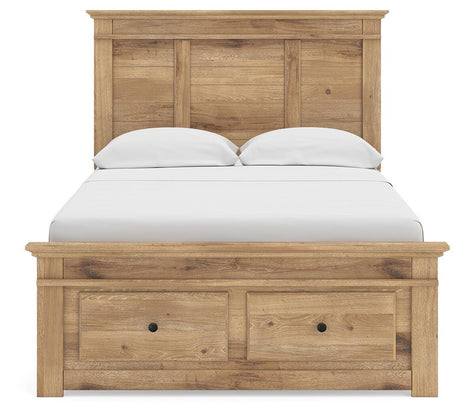 Makidern Tan Full Panel Storage Bed, Dresser and Mirror from Ashley - Luna Furniture